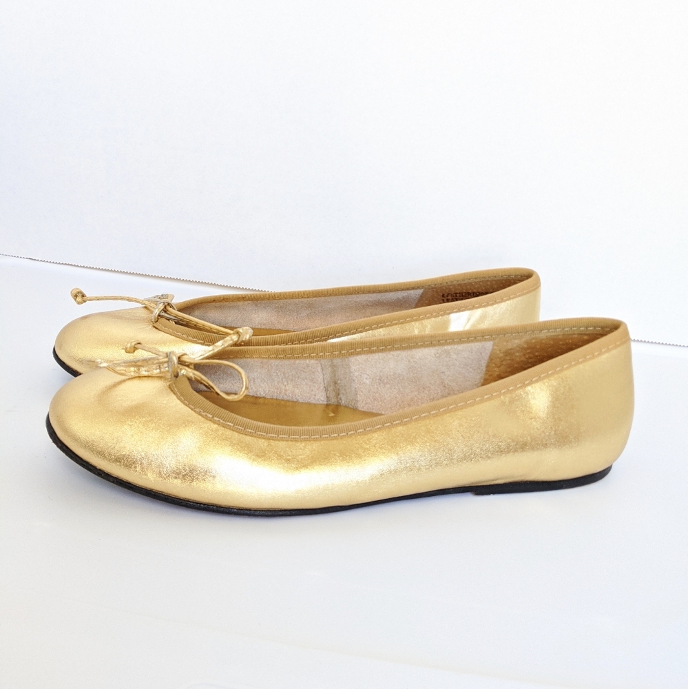 Vintage Nine West Leather Flats Gold Metallic 7